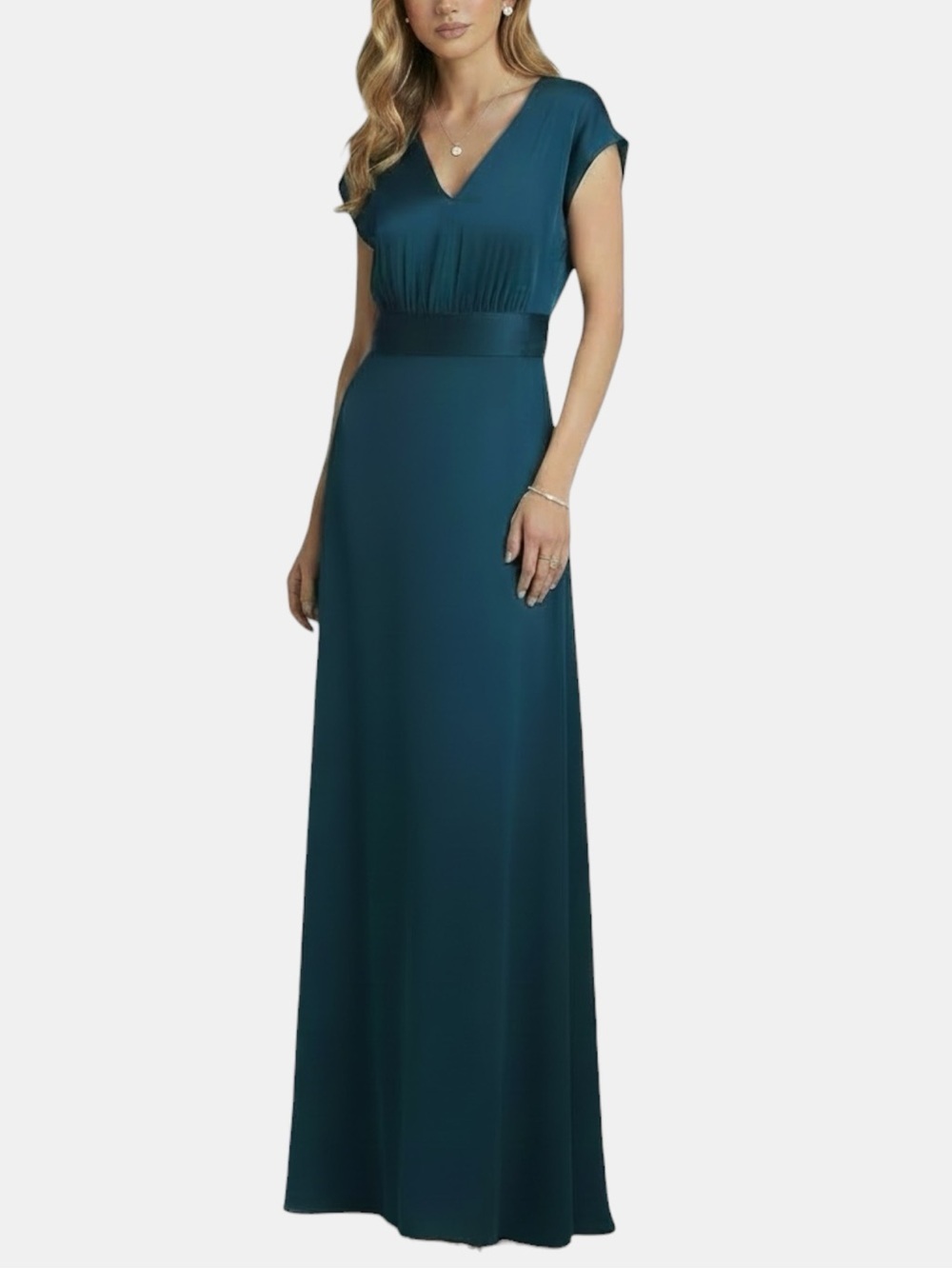 NWT SACHIN + BABI Green V-Neck Flutter Sleeve Leah Maxi Dress Gown Size 10